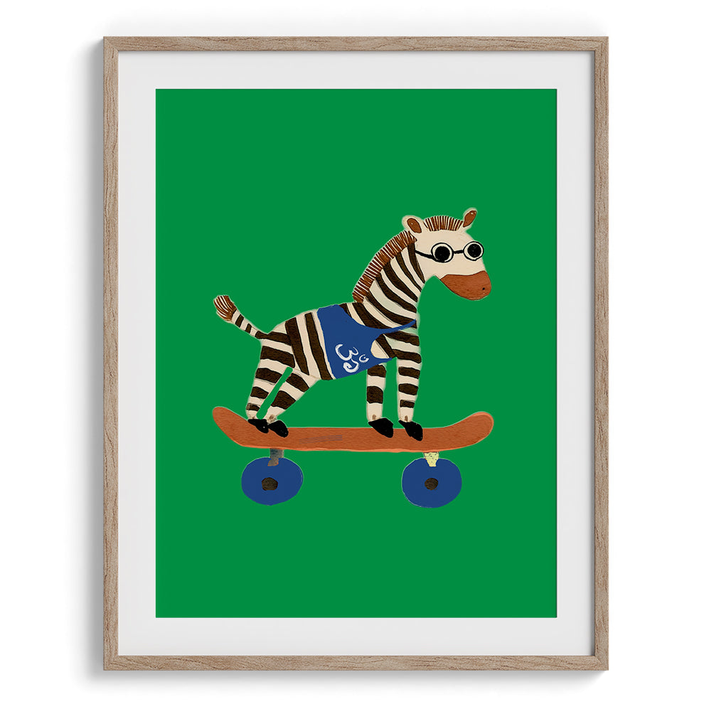 Cool Zebra on Skateboard Poster