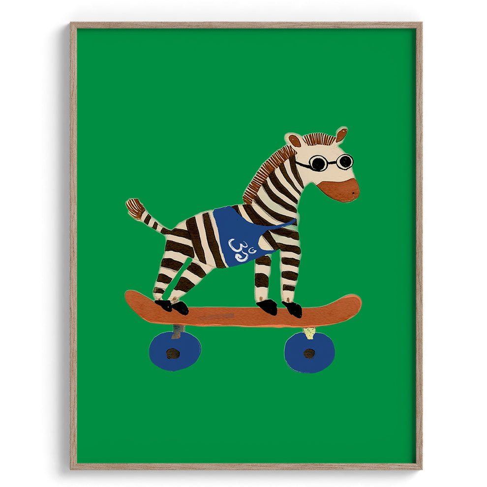 Cool Zebra on Skateboard Poster