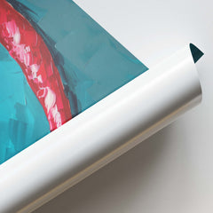Crimson Chillies on Teal Canvas Wall Prints