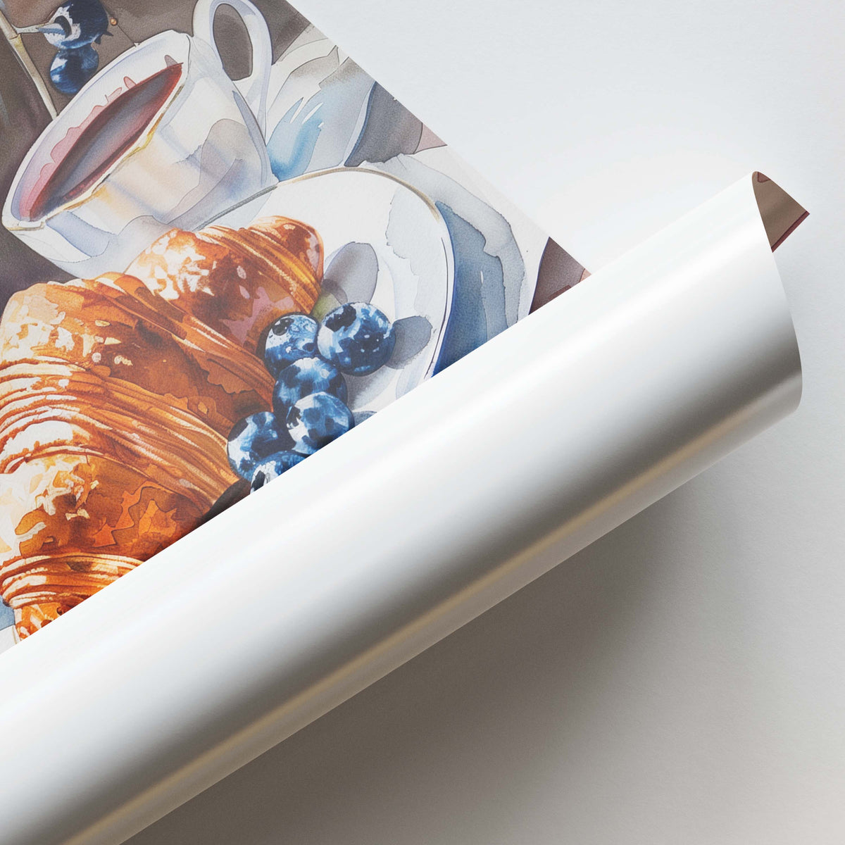 Croissant and Coffee with Berries Framed Art For Wall