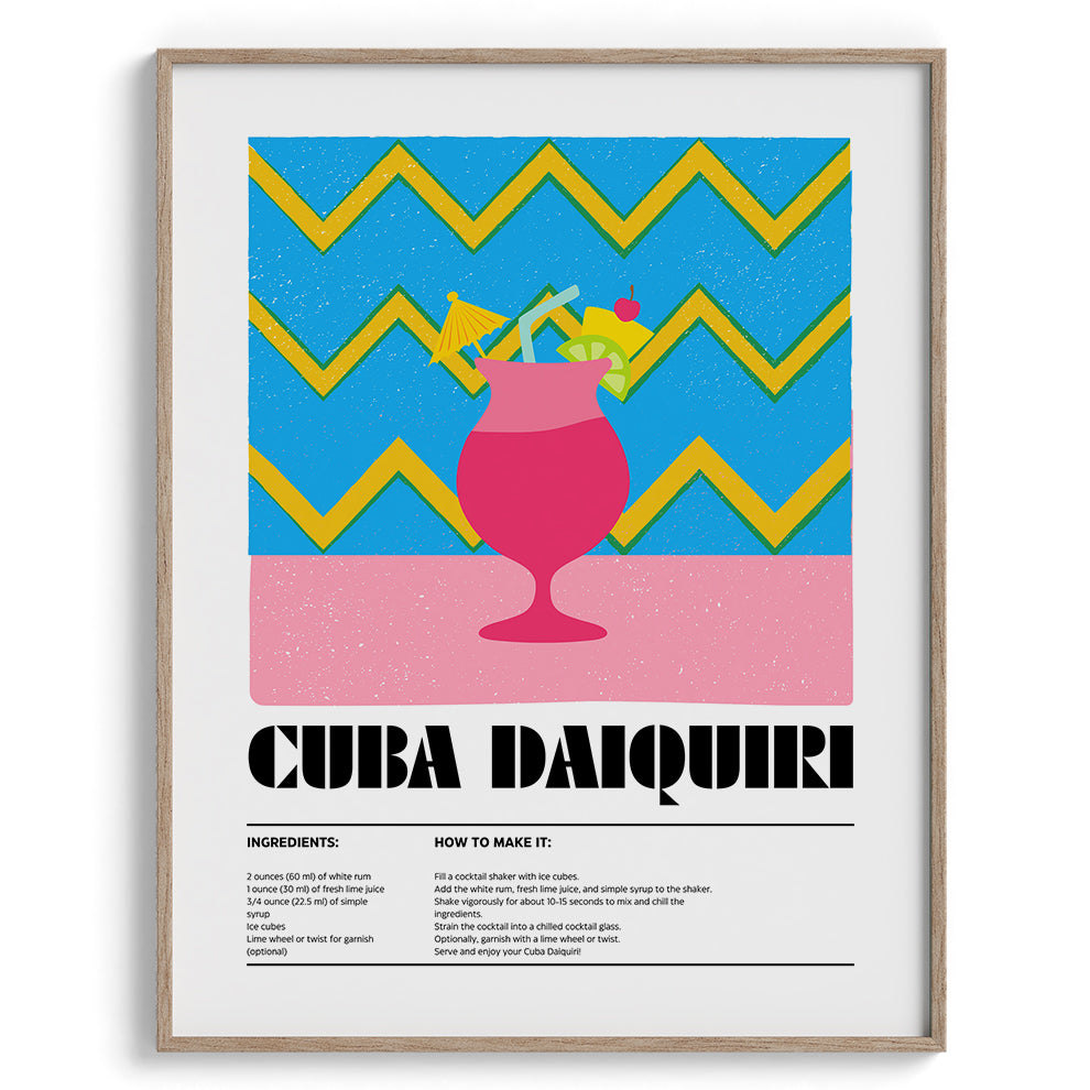 Cuba Daiquiri Vintage Canvas Wall Prints