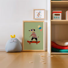 Dalmation on Skateboard with Balloons Print