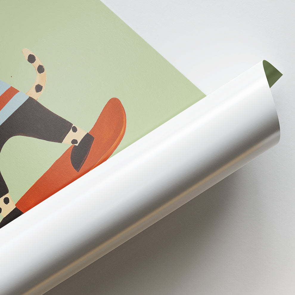 Dalmation on Skateboard with Balloons Print
