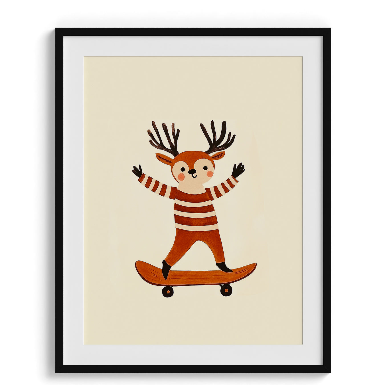  Deer on Skateboard Kids Print