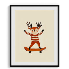  Deer on Skateboard Kids Print