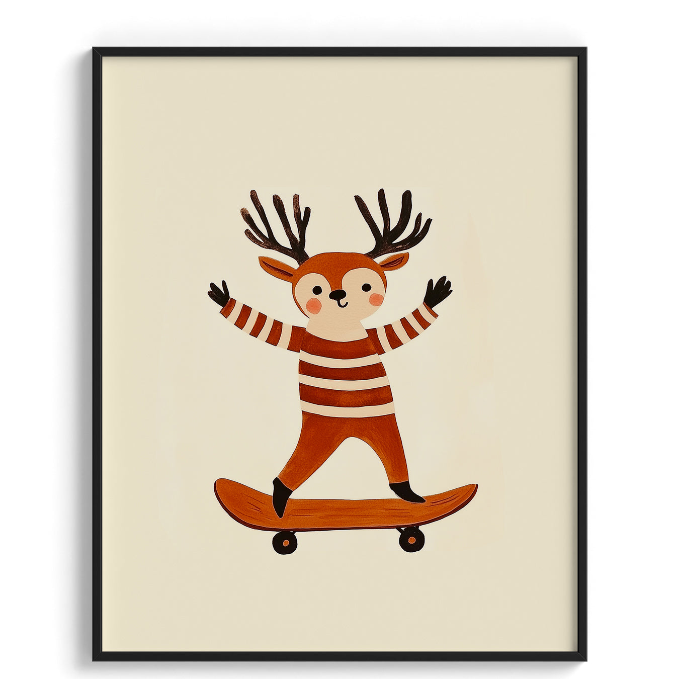  Deer on Skateboard Kids Print