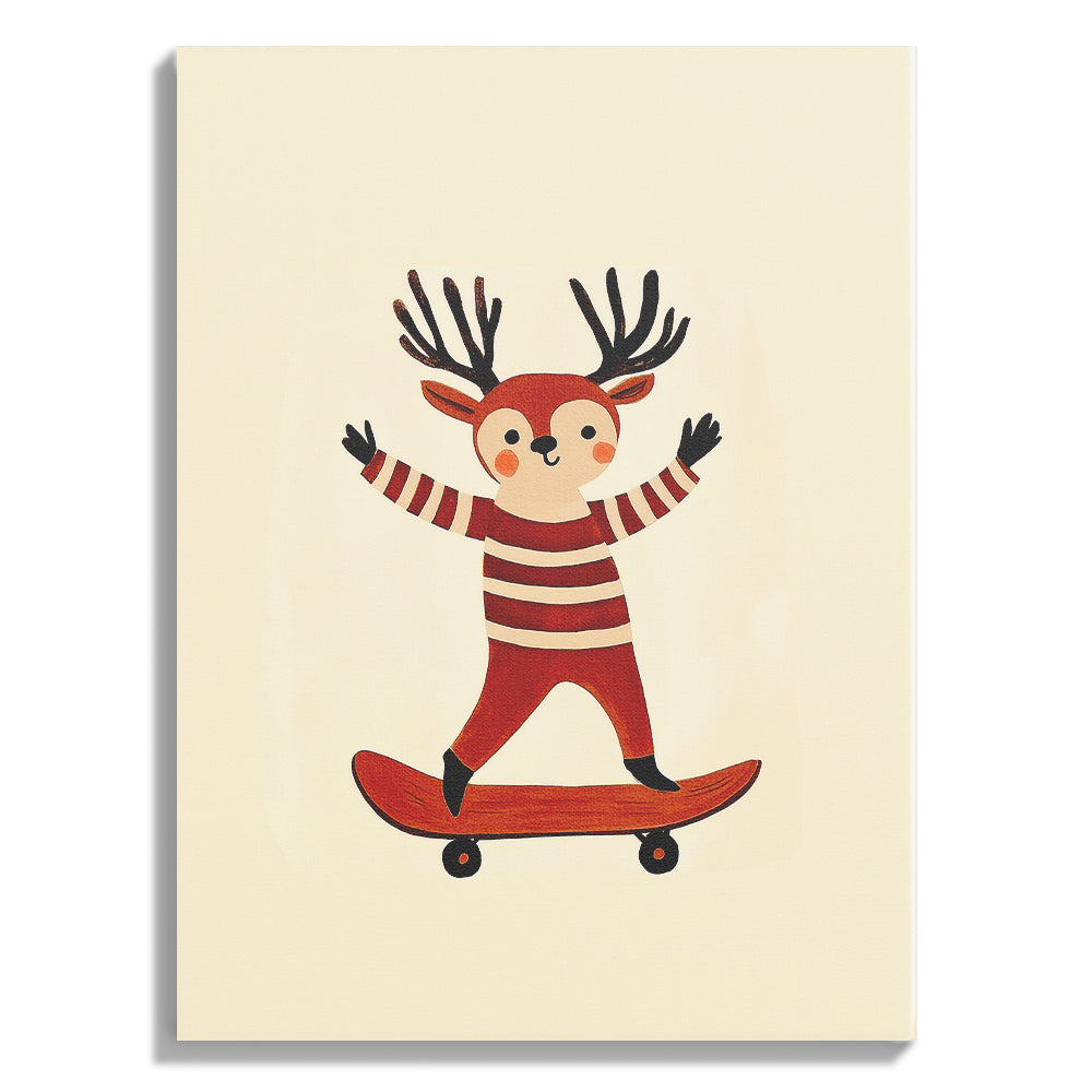  Deer on Skateboard Kids Print