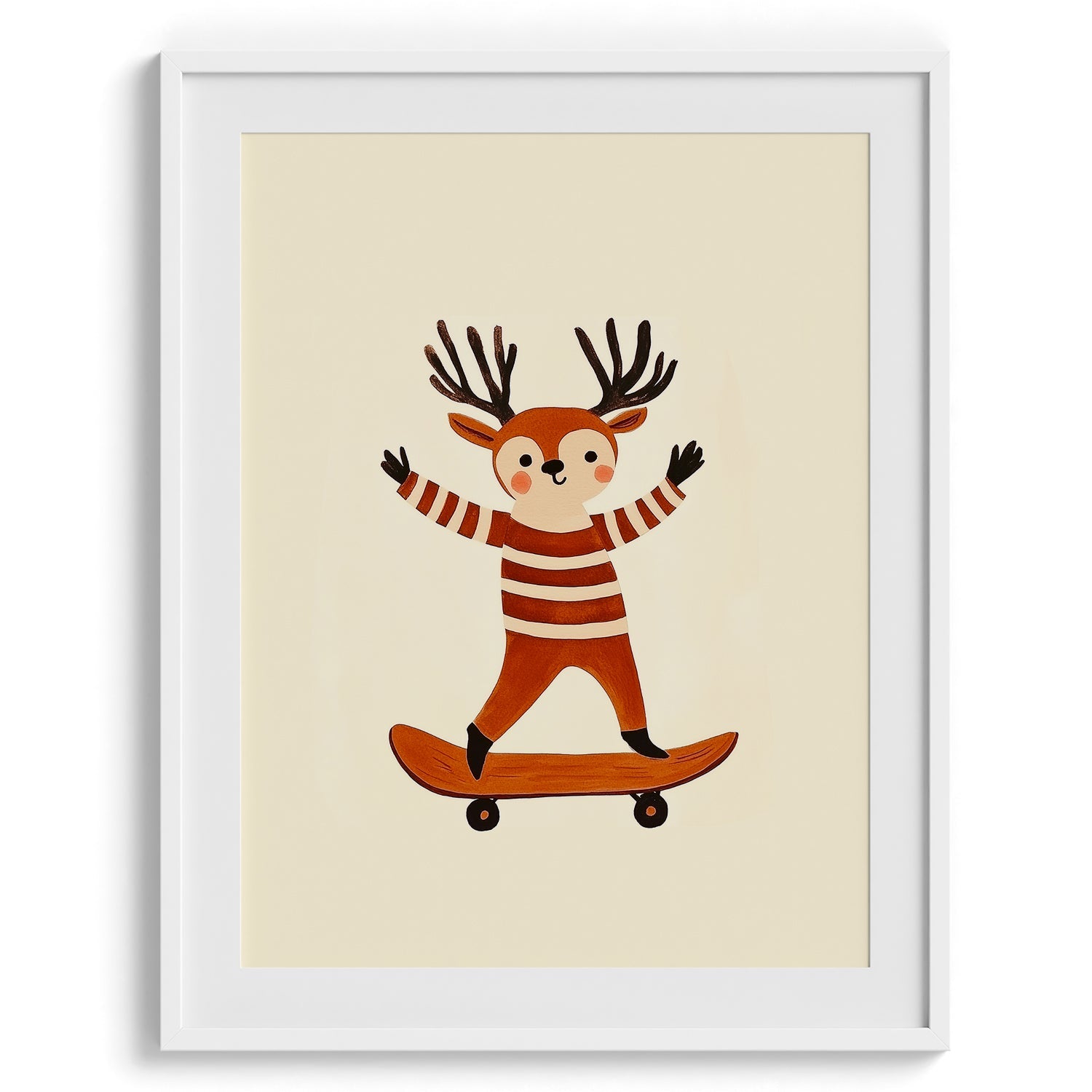  Deer on Skateboard Kids Print