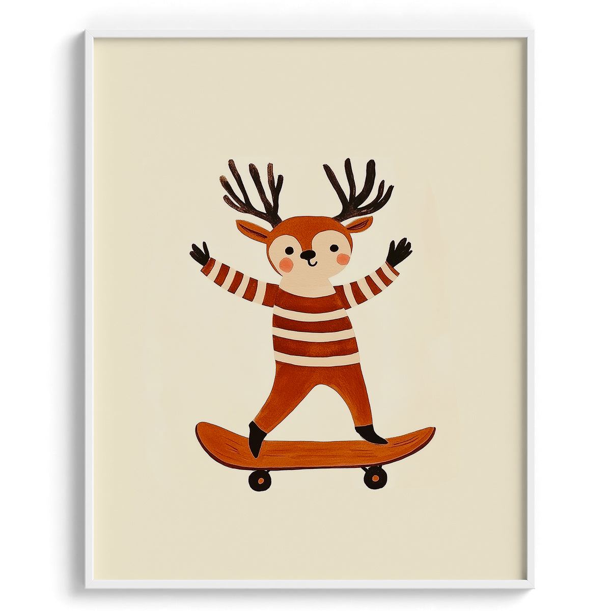  Deer on Skateboard Kids Print