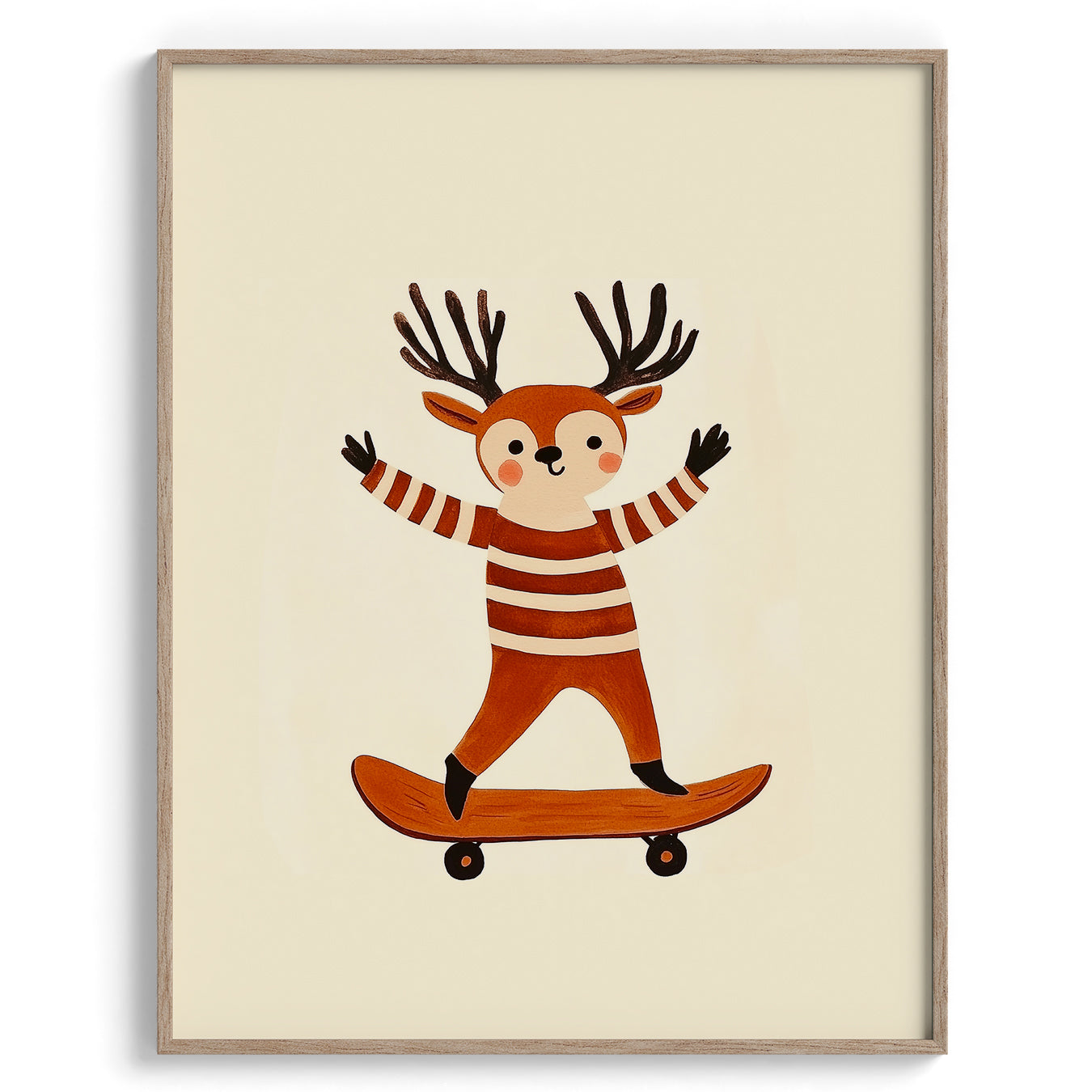  Deer on Skateboard Kids Print