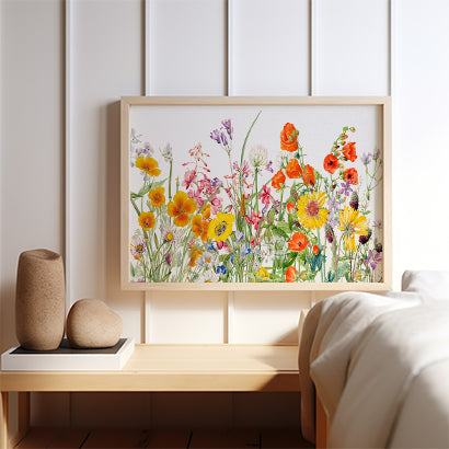 Delicate Field Wildflowers Watercolor