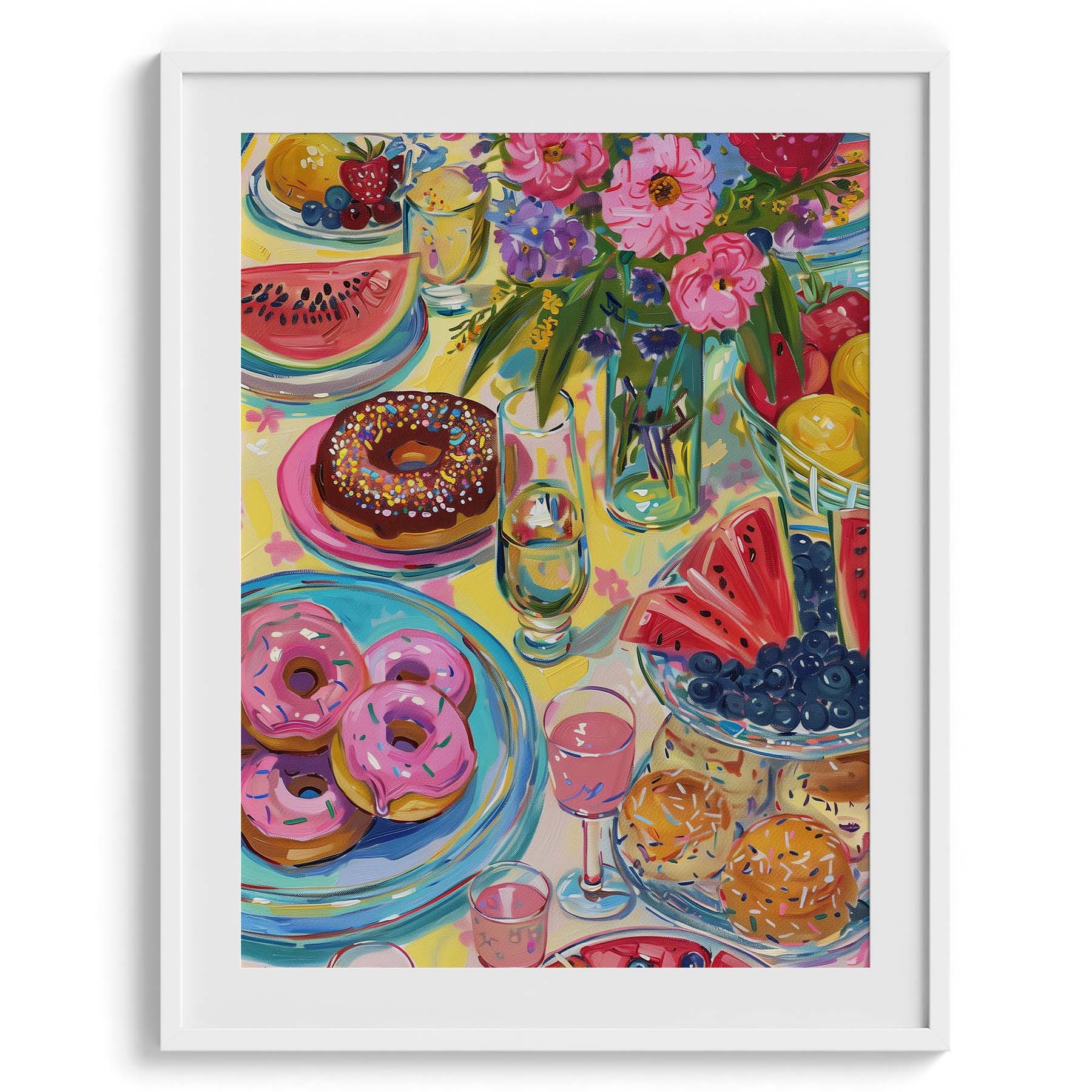 Donut and Watermelon Summer Feast Wall Art Frames