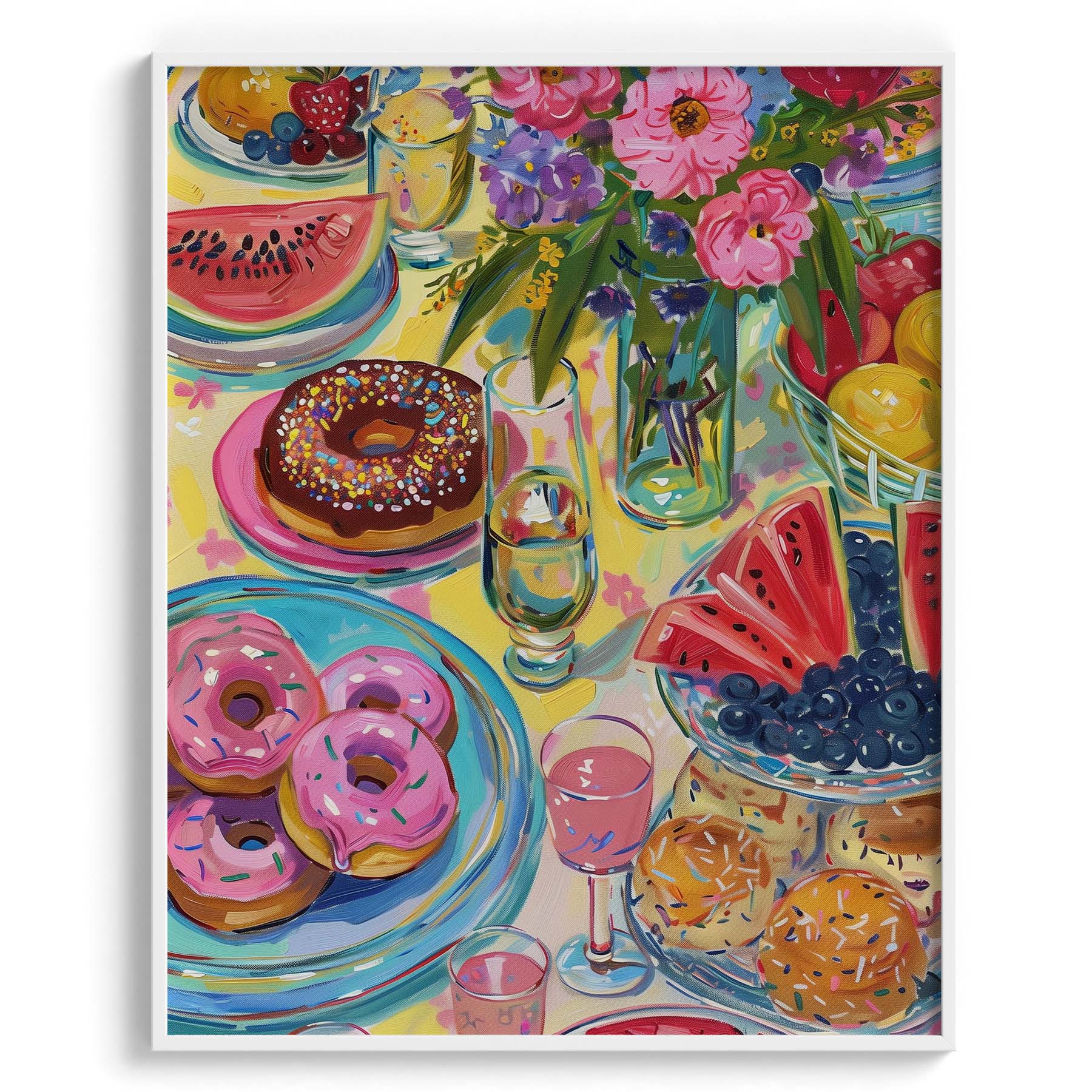 Donut and Watermelon Summer Feast Wall Art Frames