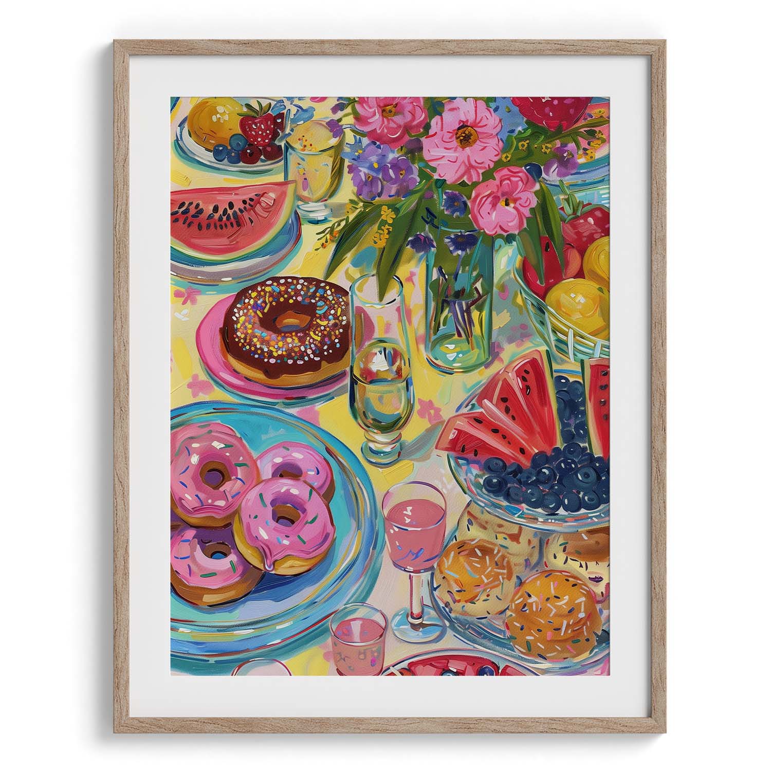 Donut and Watermelon Summer Feast Wall Art Frames