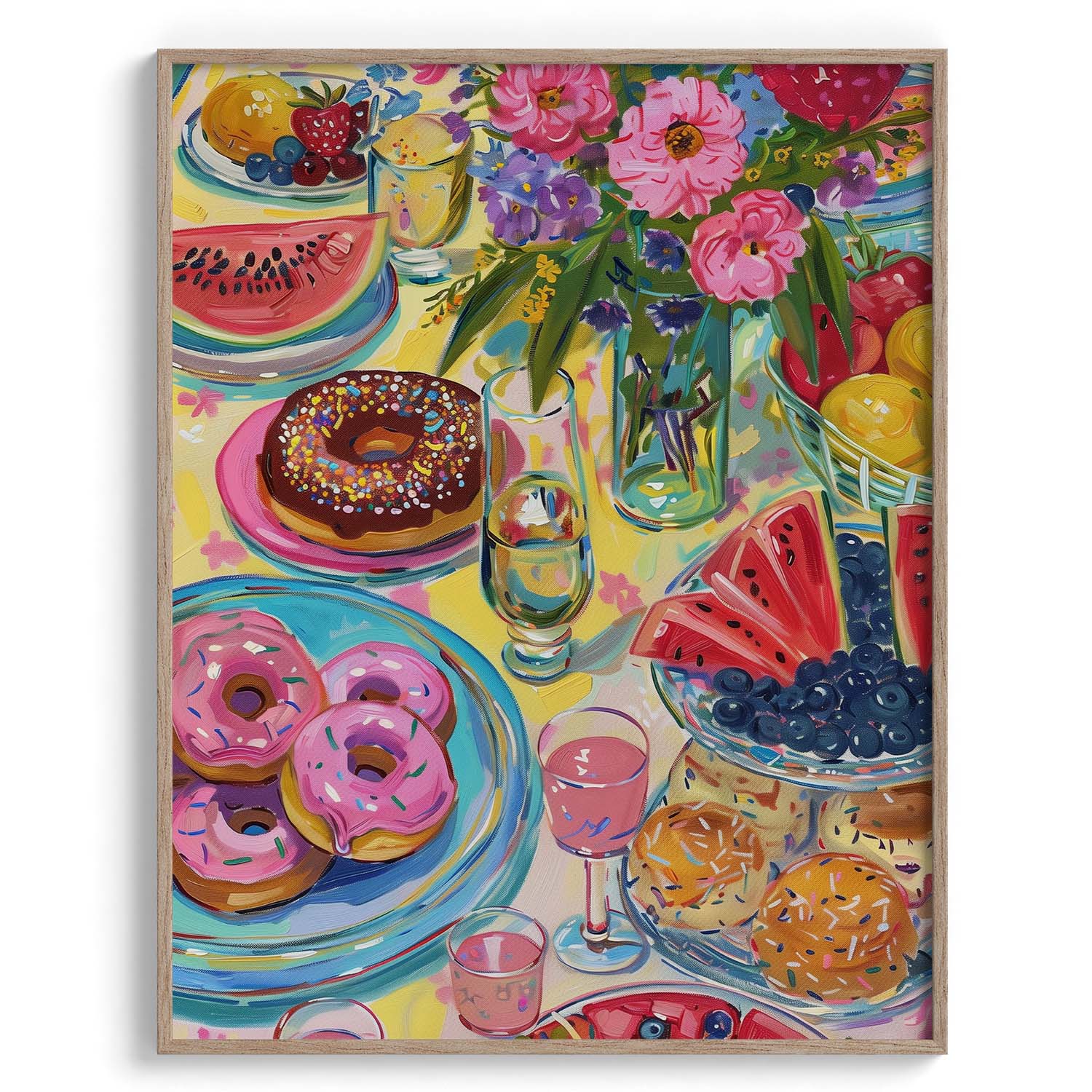 Donut and Watermelon Summer Feast Wall Art Frames