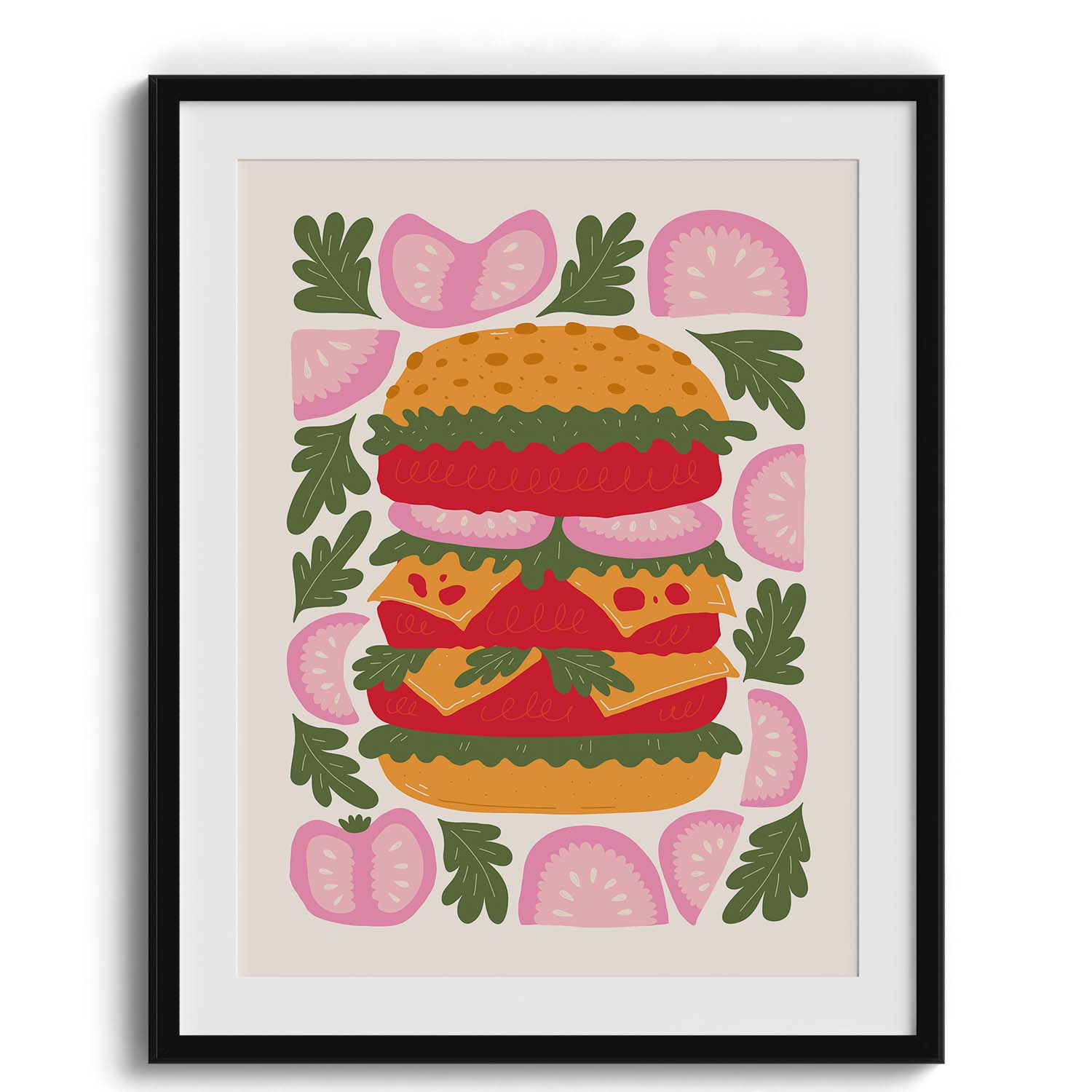 Double Decker Burger Feast Art Poster