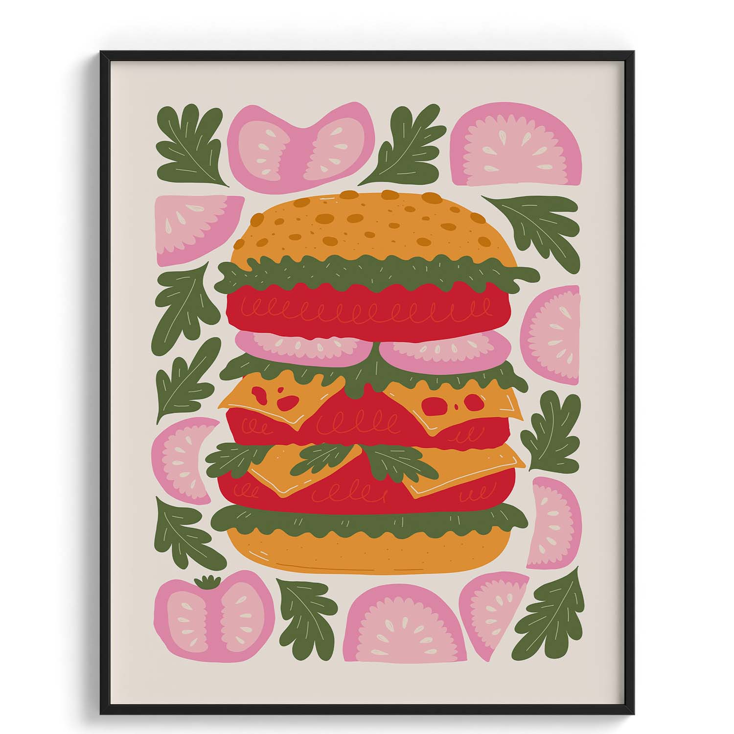 Double Decker Burger Feast Art Poster