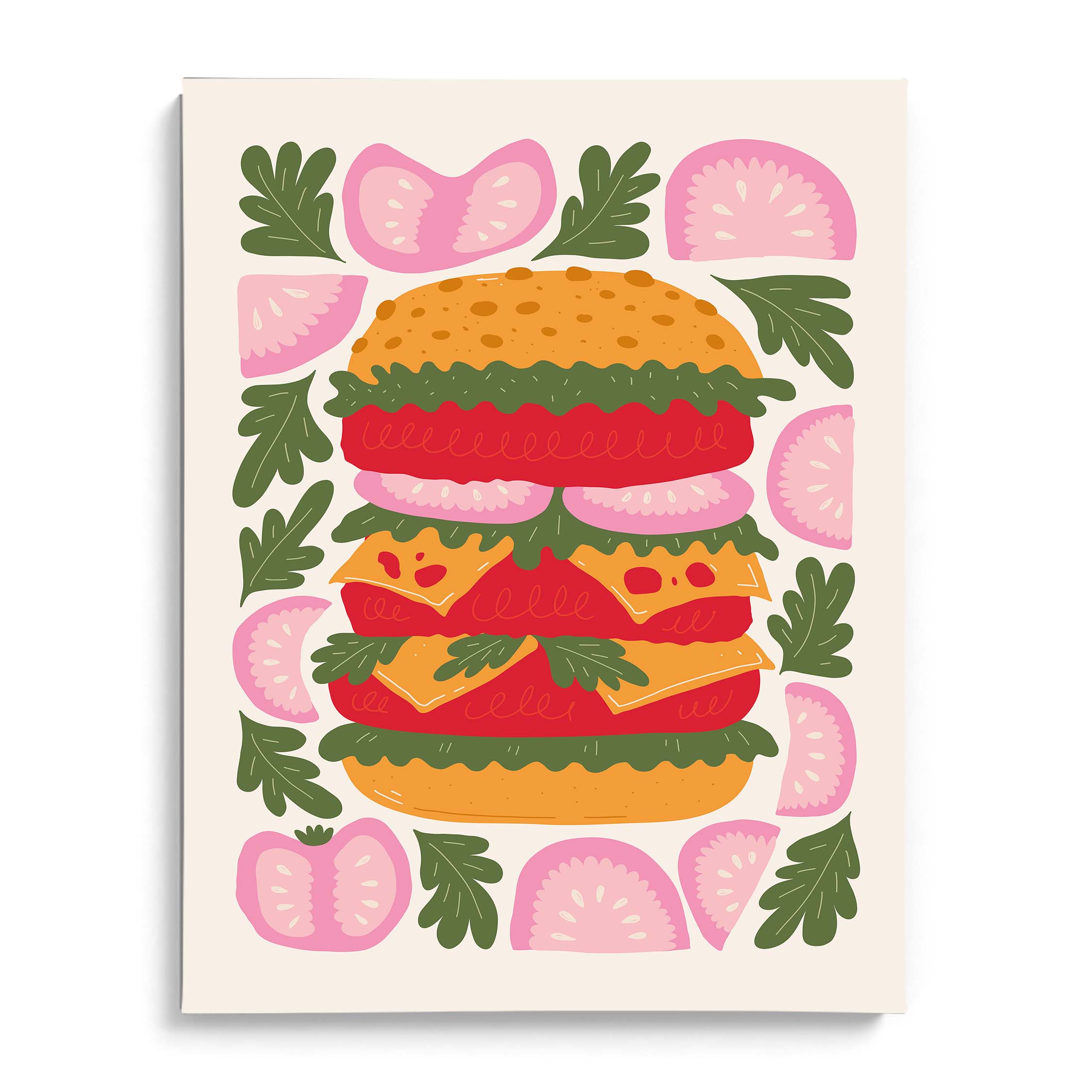 Double Decker Burger Feast Art Poster