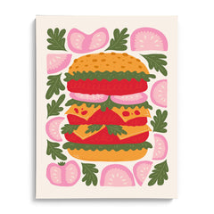 Double Decker Burger Feast Art Poster