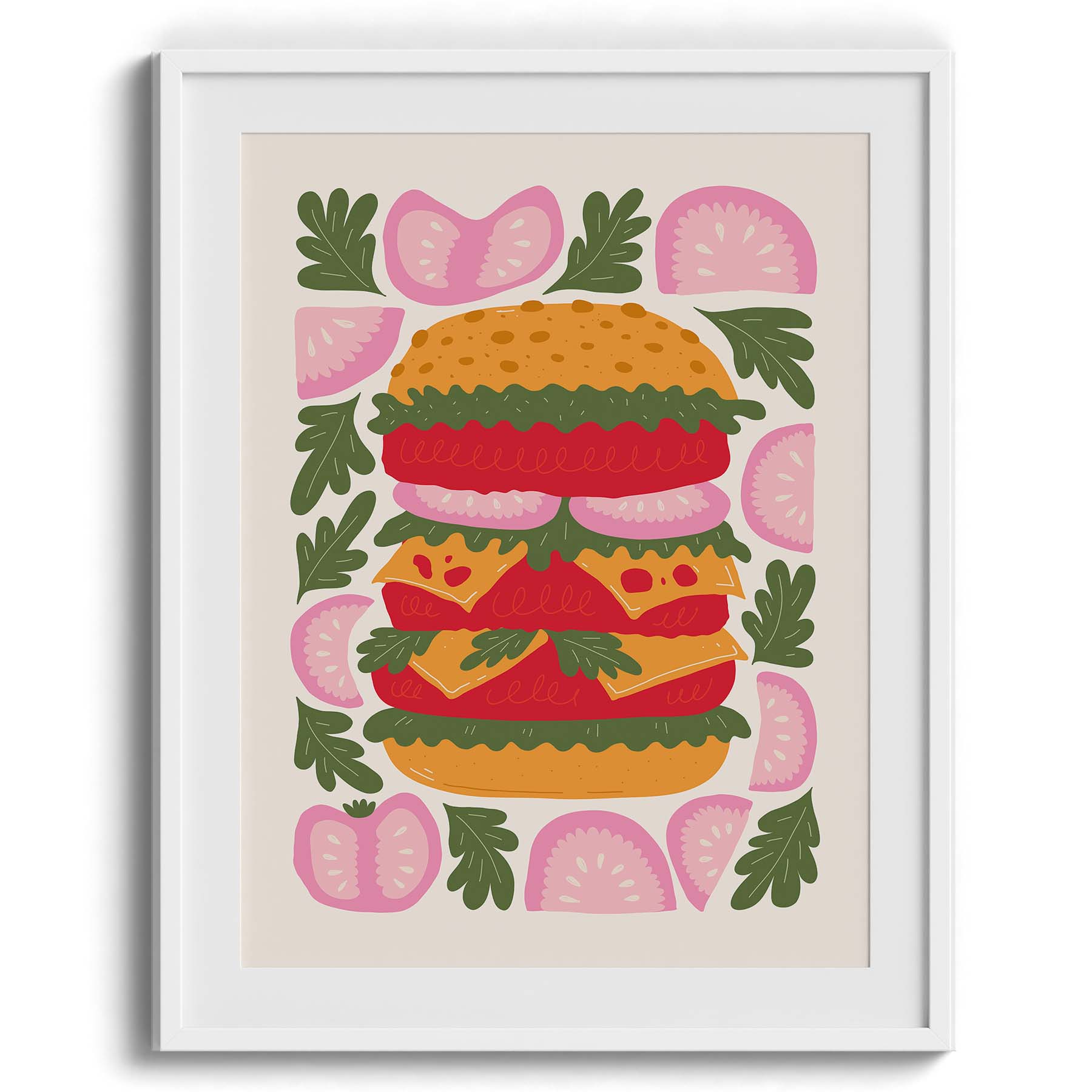 Double Decker Burger Feast Art Poster