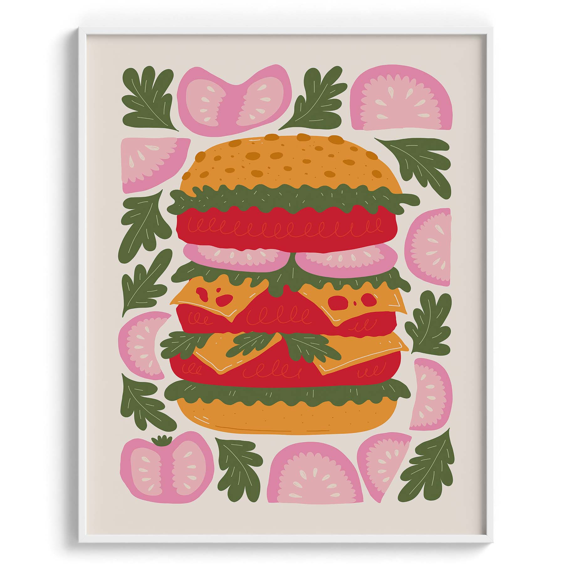 Double Decker Burger Feast Art Poster