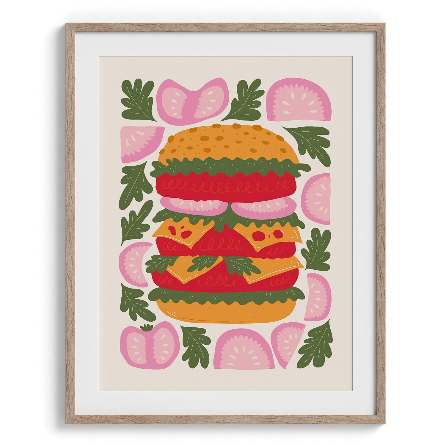 Double Decker Burger Feast Art Poster