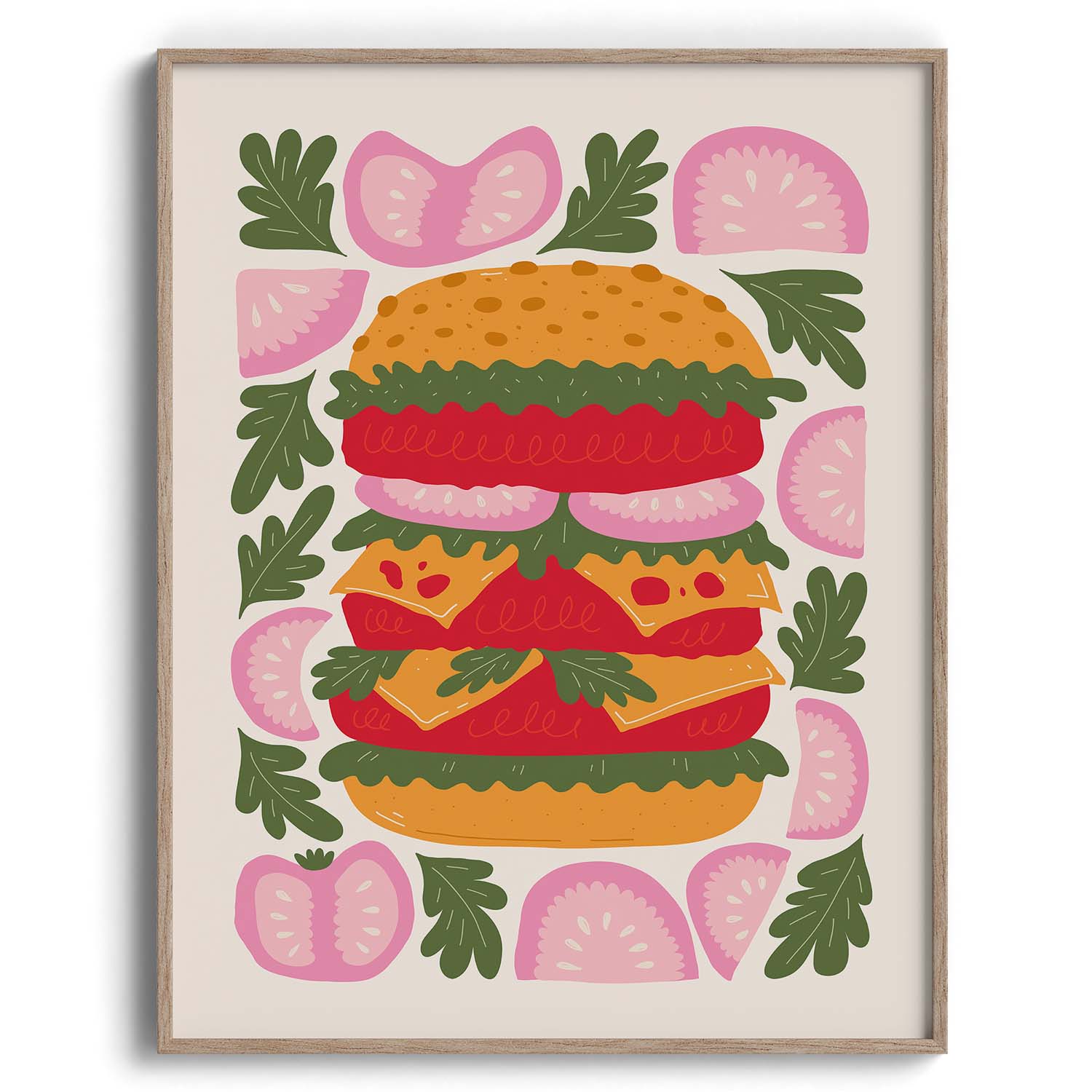 Double Decker Burger Feast Art Poster