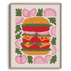 Double Decker Burger Feast Art Poster