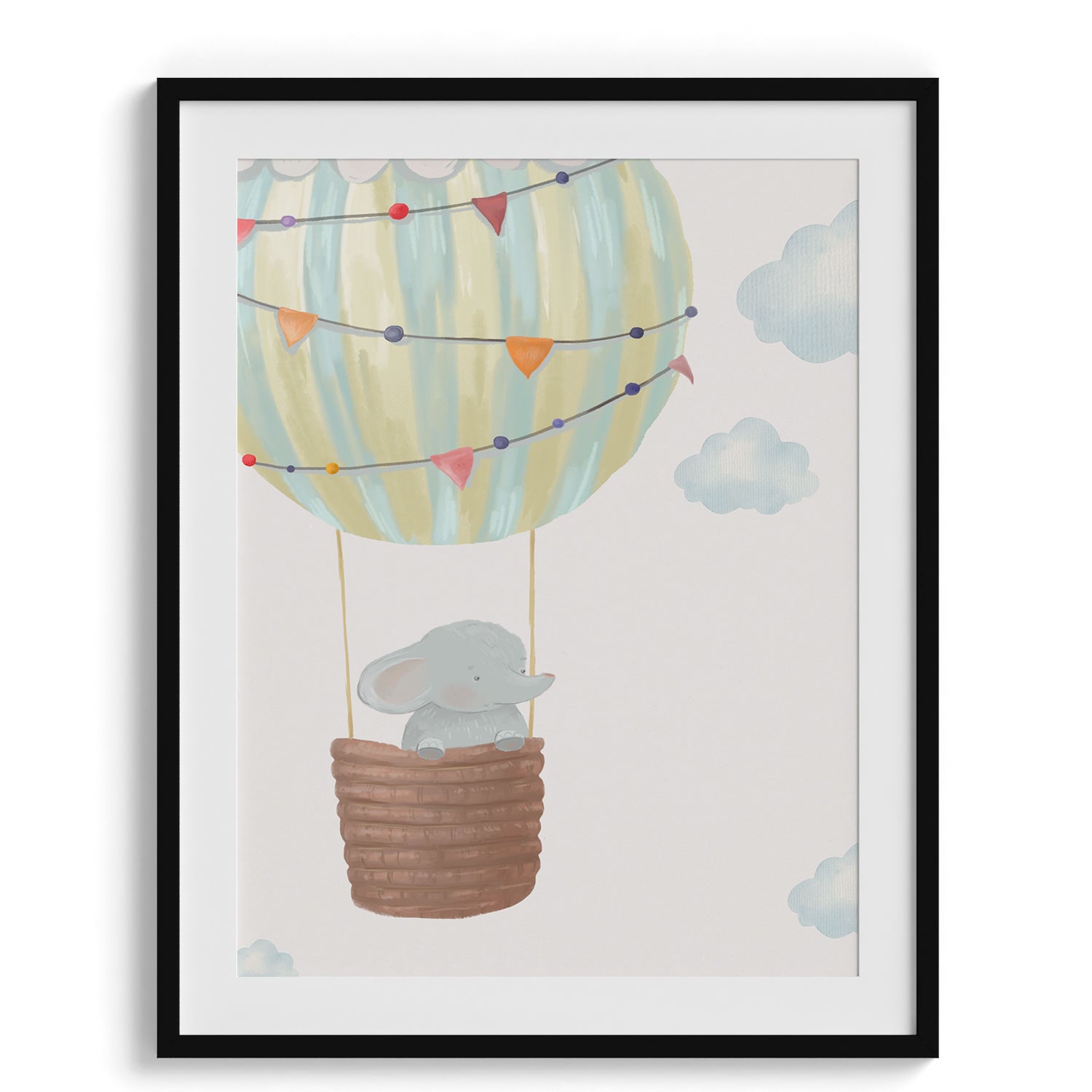 Elephant in Hot Air Balloon Wall Art