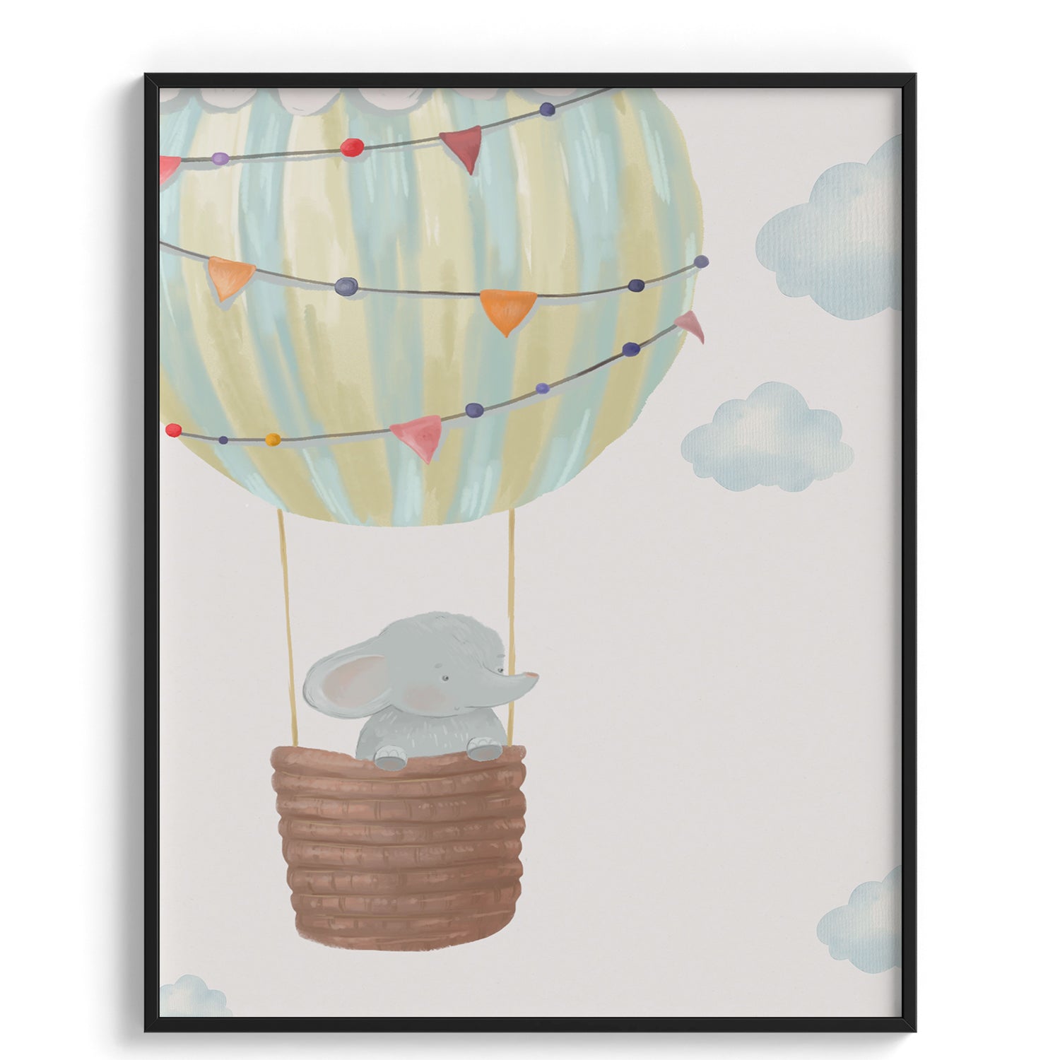 Elephant in Hot Air Balloon Wall Art
