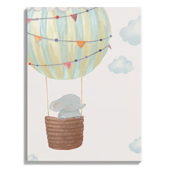 Elephant in Hot Air Balloon Wall Art