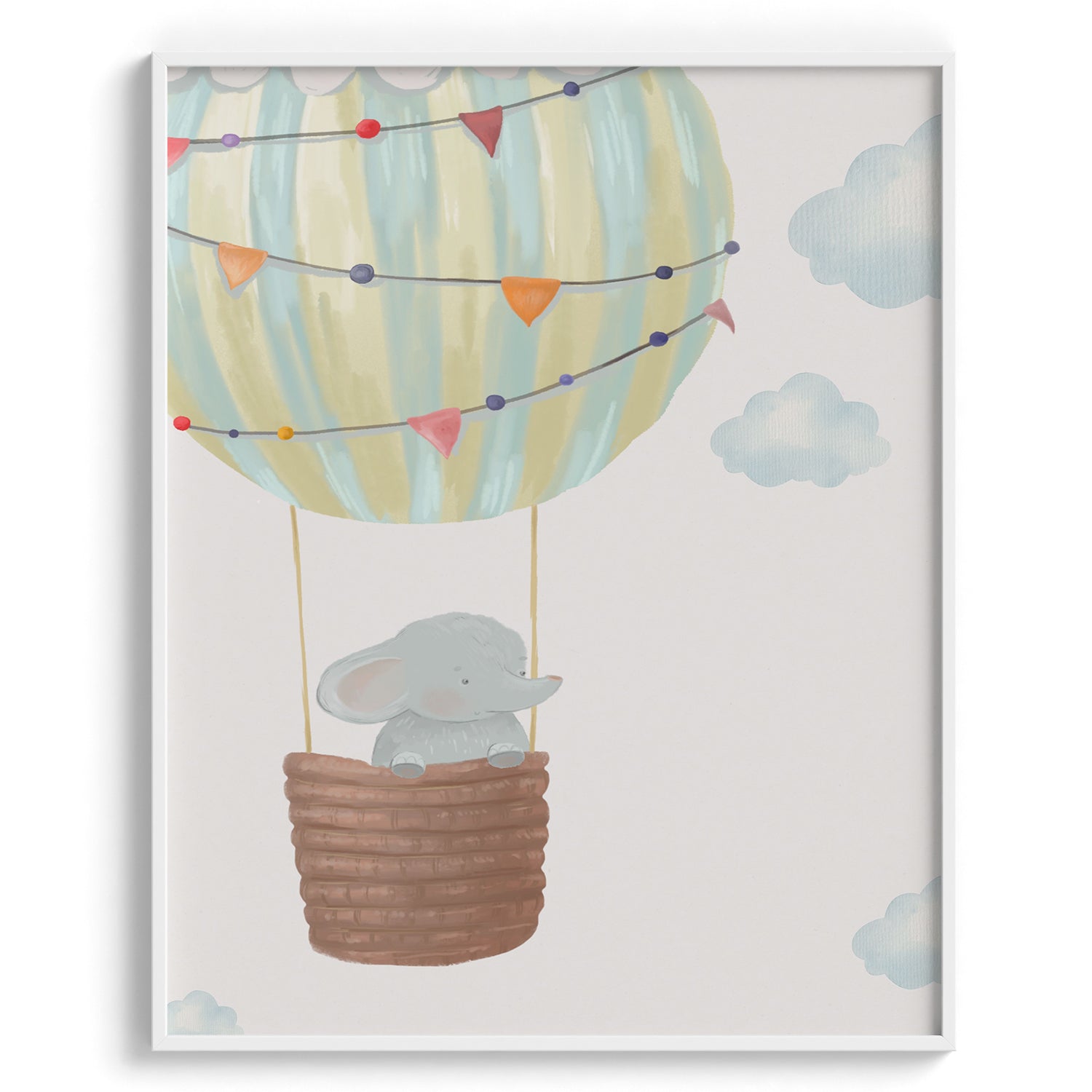 Elephant in Hot Air Balloon Wall Art