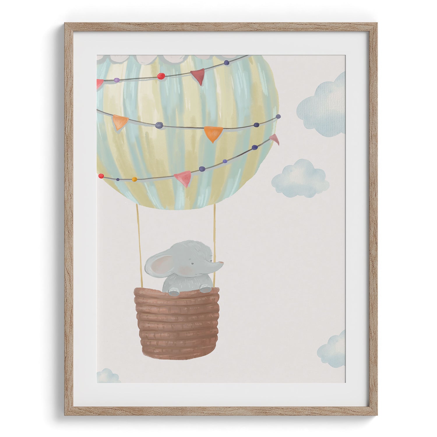 Elephant in Hot Air Balloon Wall Art