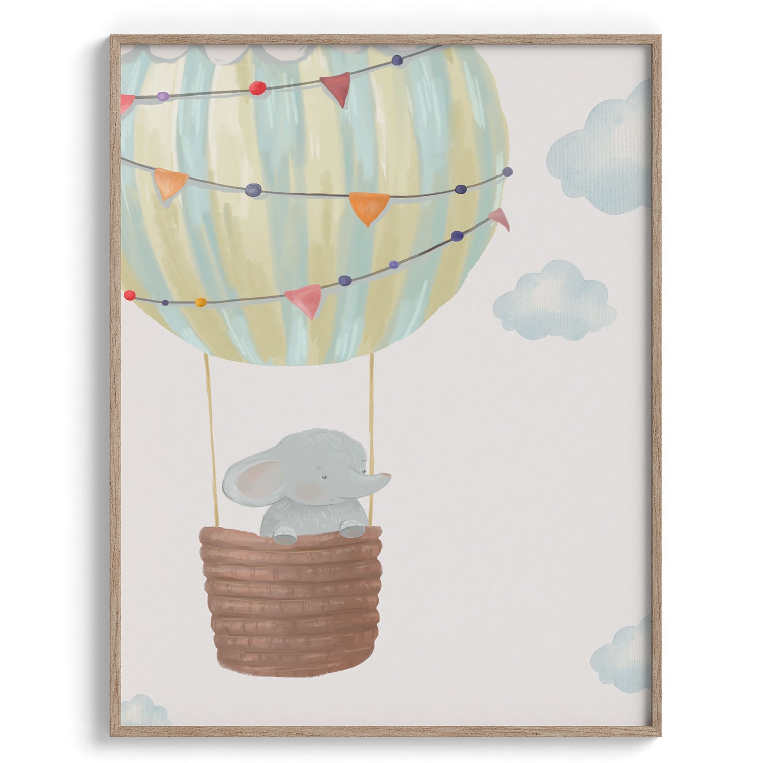 Elephant in Hot Air Balloon Wall Art