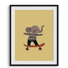 Elephant on Skateboard Illustration