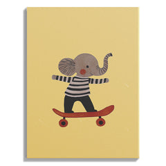Elephant on Skateboard Illustration