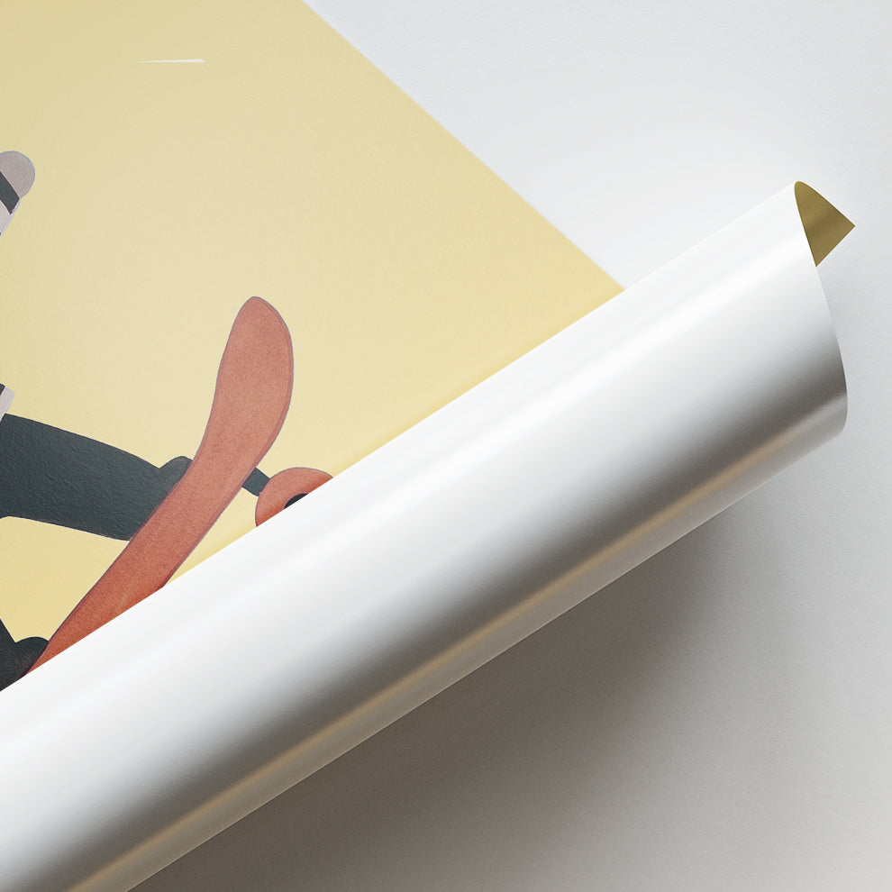 Elephant on Skateboard Illustration