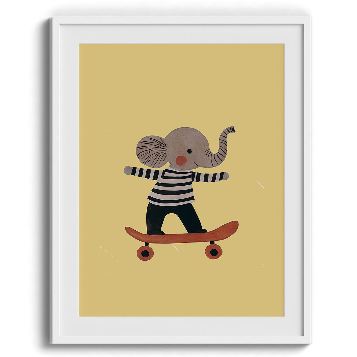 Elephant on Skateboard Illustration