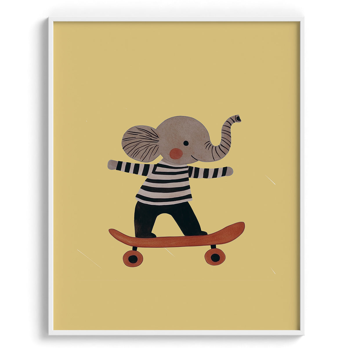 Elephant on Skateboard Illustration