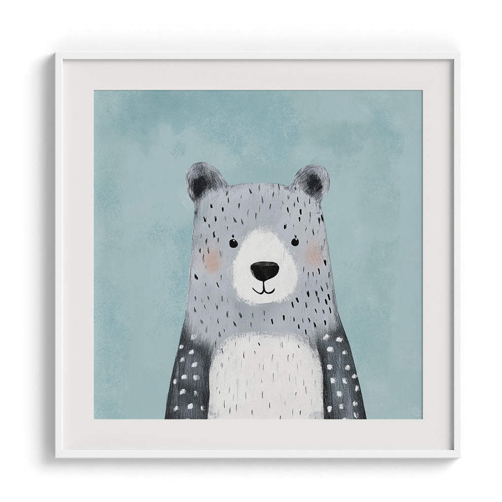 Gentle Grey Bear Portrait Print