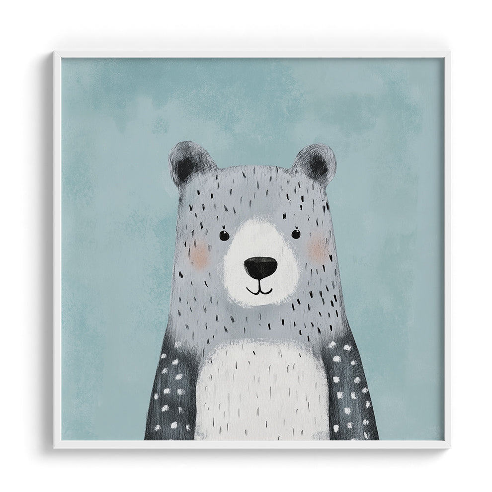 Gentle Grey Bear Portrait Print