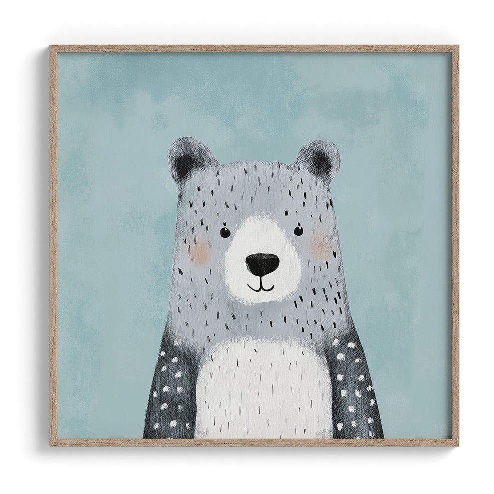 Gentle Grey Bear Portrait Print