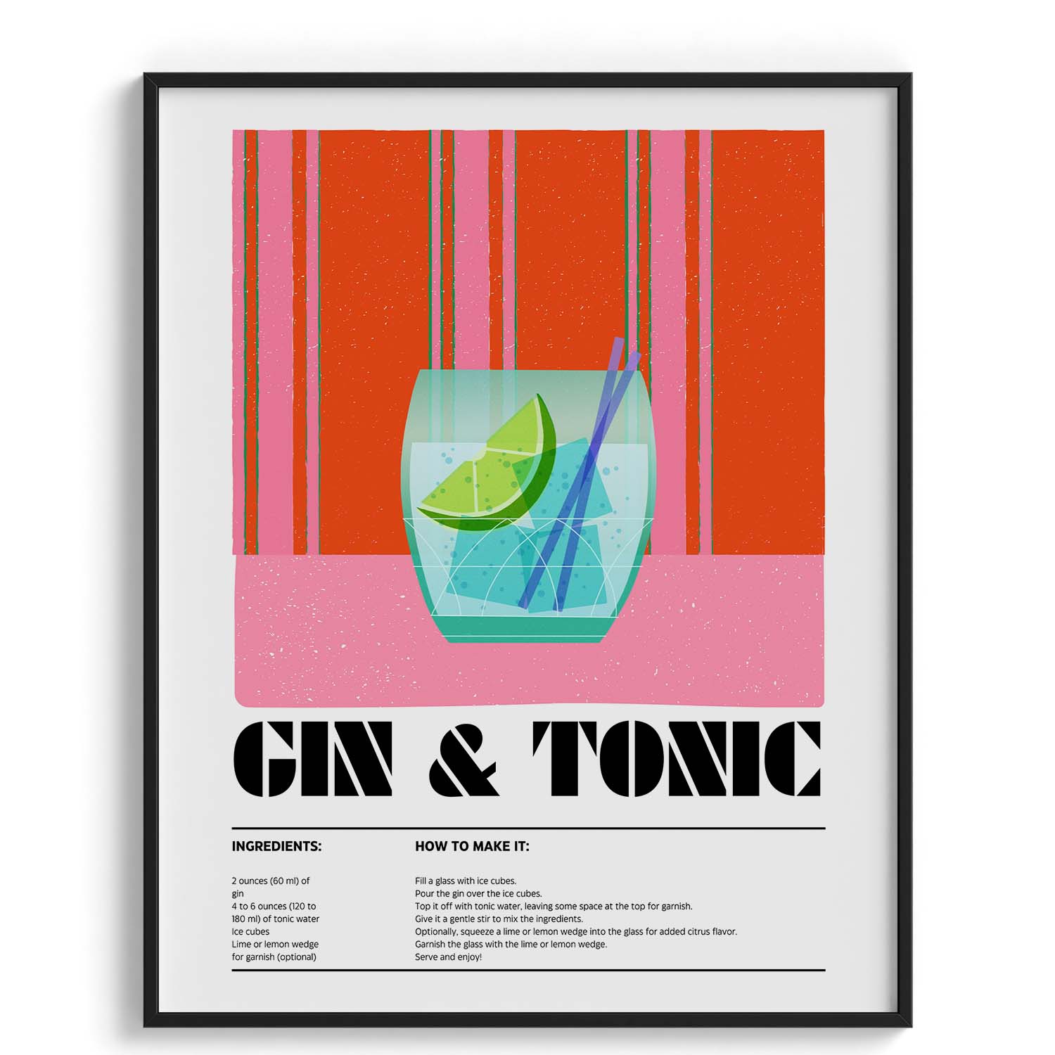 Gin & Tonic Recipe Wall Art Frames