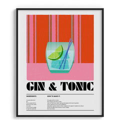 Gin & Tonic Recipe Wall Art Frames