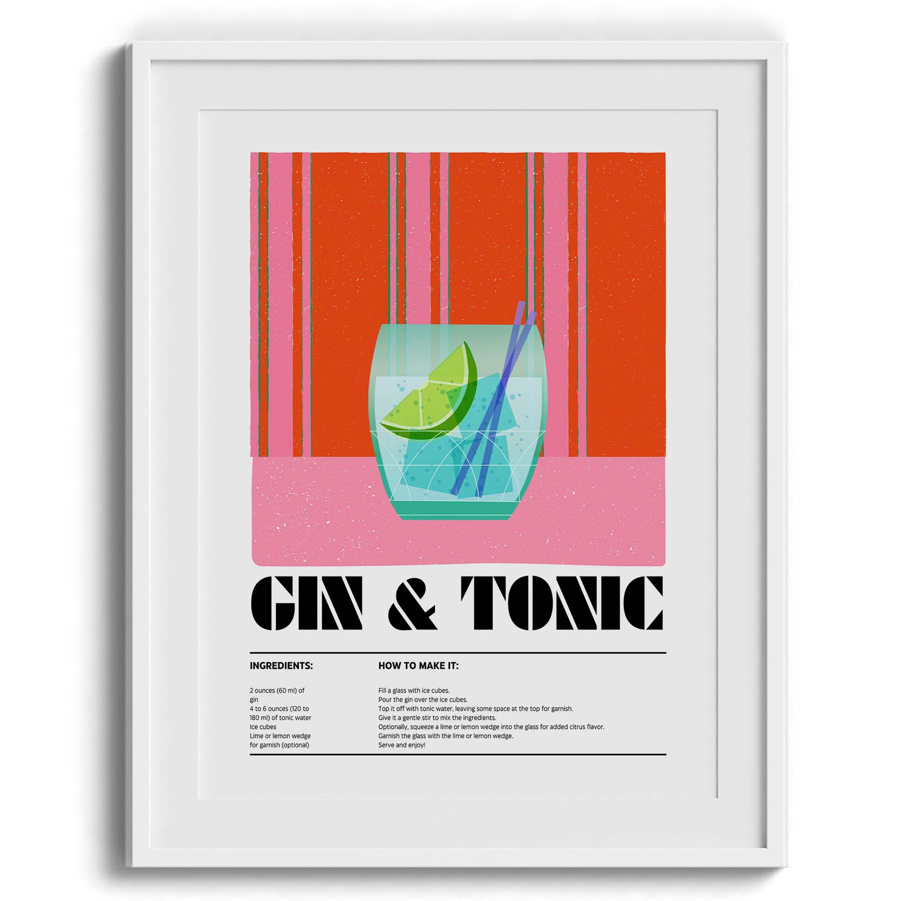 Gin & Tonic Recipe Wall Art Frames