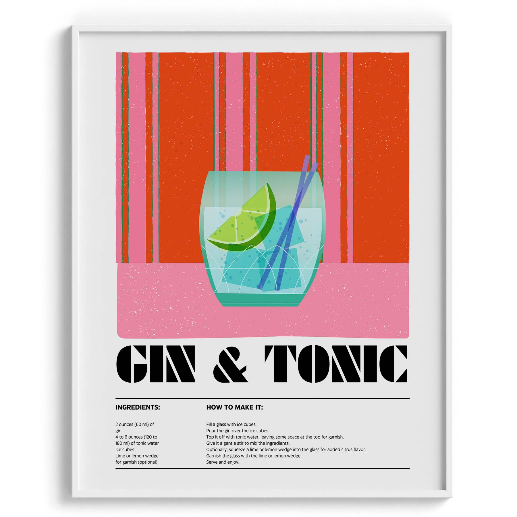 Gin & Tonic Recipe Wall Art Frames