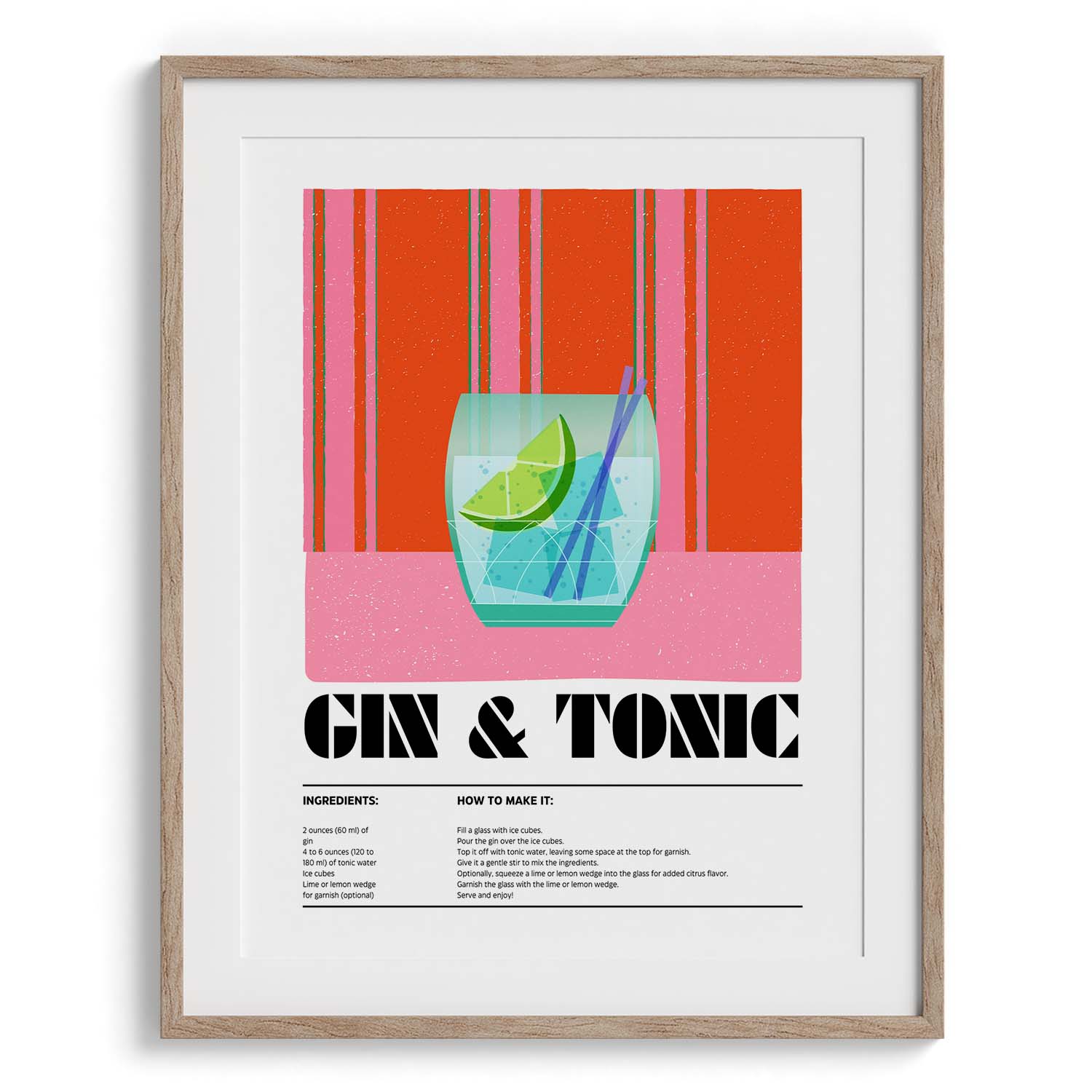 Gin & Tonic Recipe Wall Art Frames