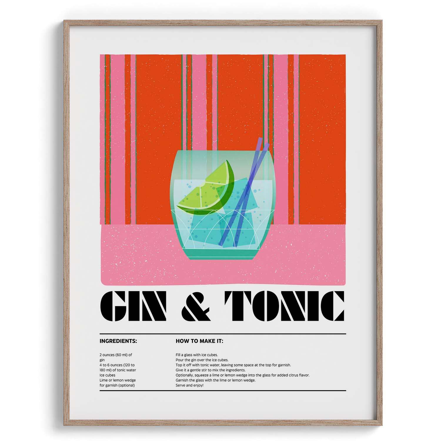 Gin & Tonic Recipe Wall Art Frames