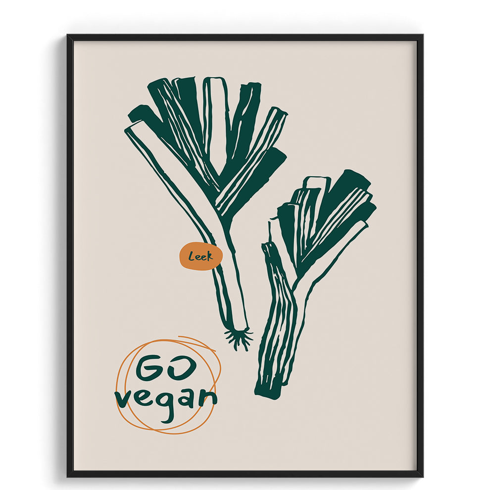 Go Vegan Leeks Wall Painting For Cafe