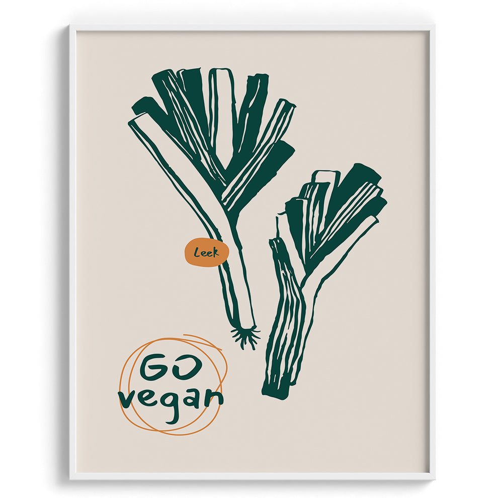 Go Vegan Leeks Wall Painting For Cafe